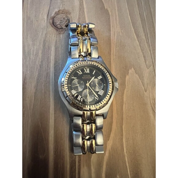 Guess Waterpro Watch Black Dial New Battery Two Tone - Picture 1 of 8